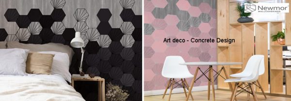 tapet design Art Deco concrete tiles imagine perete 0